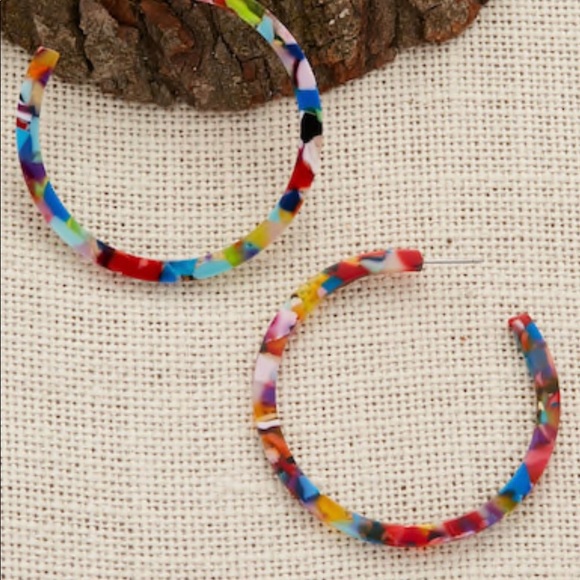 Jewelry - Multicolored Acrylic Hoop Earrings NWT